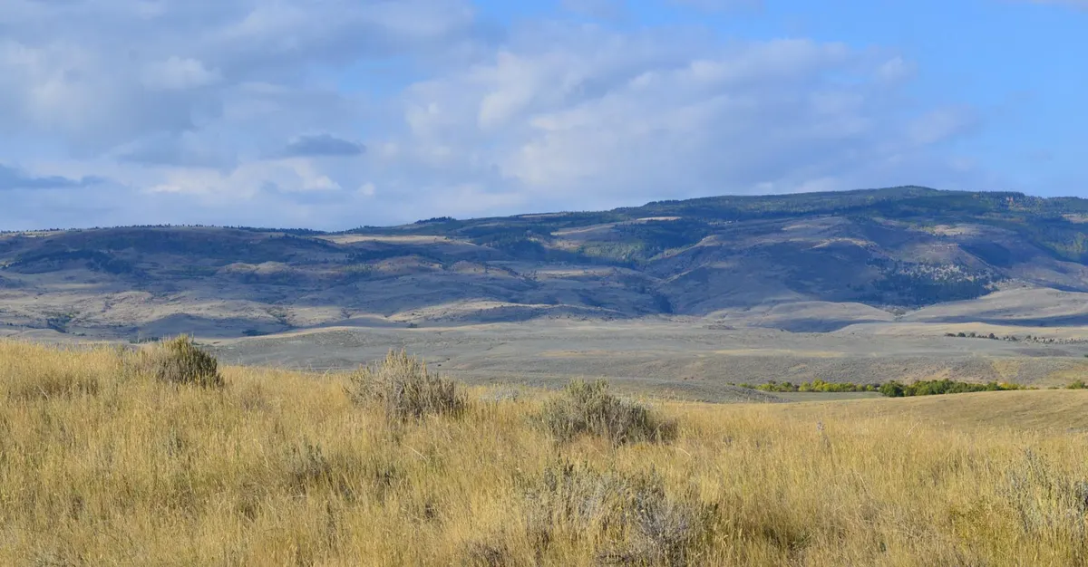 Rolling prairie and hills outside Casper, Wyoming